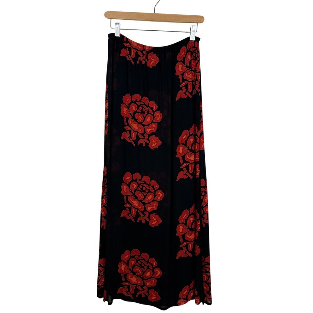 Chico's Design Rayon Maxi Skirt Folkloric Floral Vintage 90s Whimsigoth Size 4-6